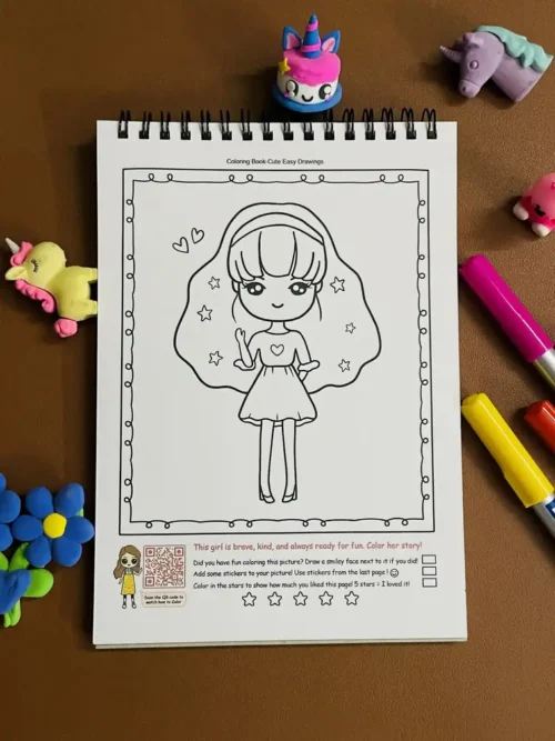 Cute easy drawing coloring book sample 1