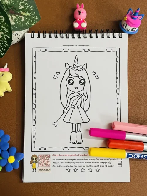 Cute easy drawing coloring book sample 3